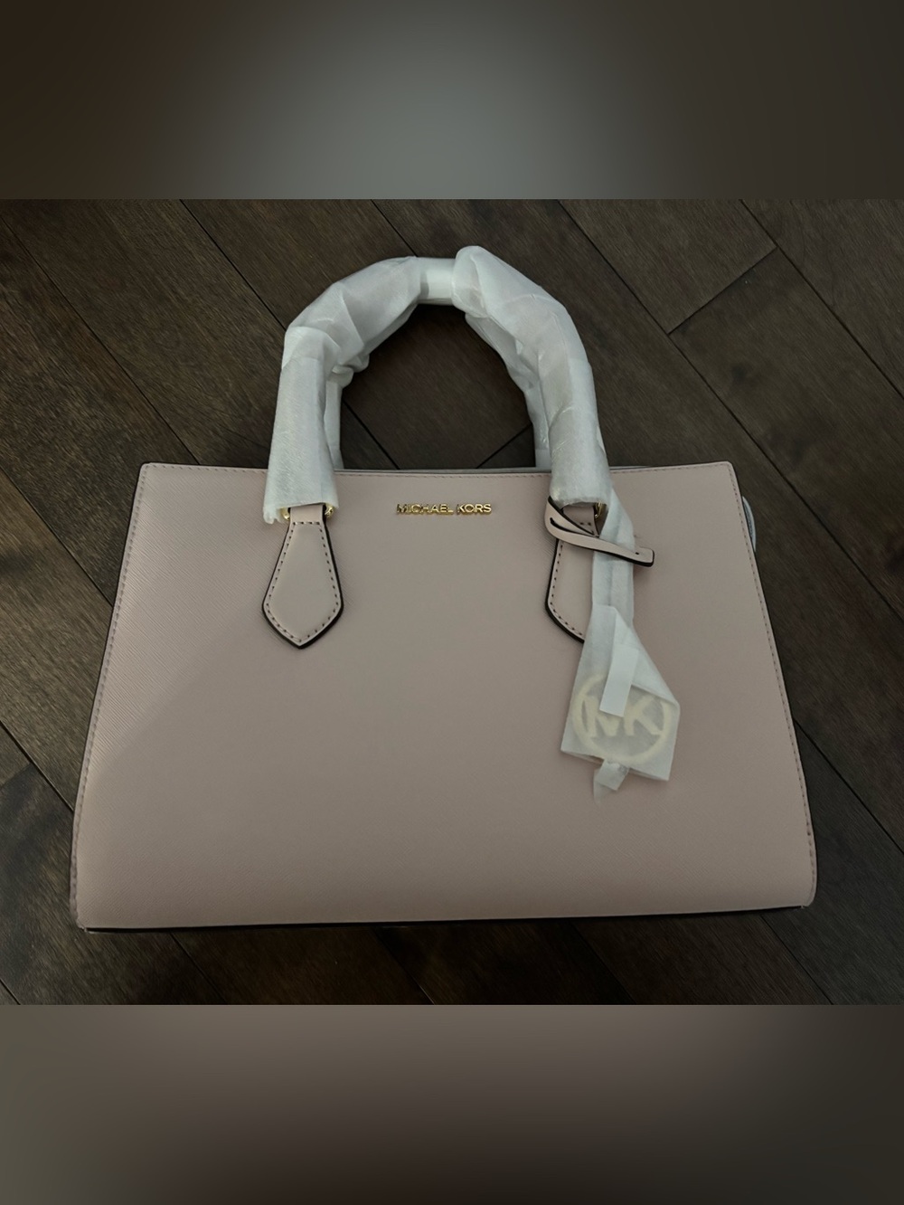 Michael Kors Pale Blush Saffiano Satchel with Gold Hardware